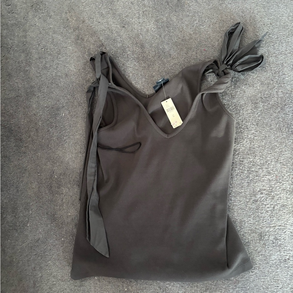 Anthropologie Charcoal Tank Top with Tie Straps